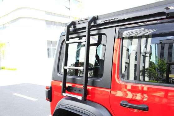 سقف 4 * 4 قطع غيار السيارات للسيارات خارج الطريق السقف الأسود الفولاذي مع سلم 2 جانبي للجيب رانجر Jl