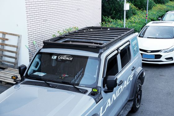 شعار لانداس 4x4 السيارات الملحقات الخارجية الألومنيوم الهواء الشاشة السقف رف الوعاء منصة الأمتعة دعامة للدبابة 300 أسود
