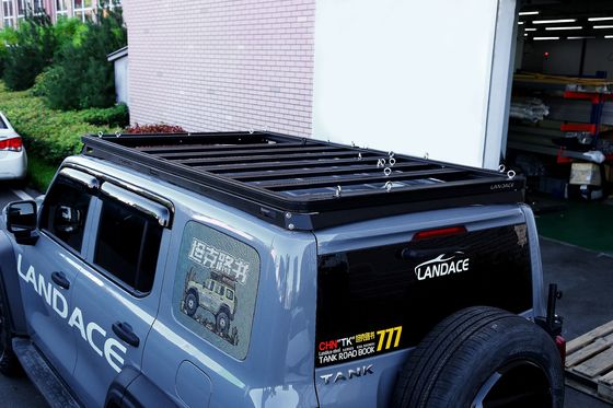 شعار لانداس 4x4 السيارات الملحقات الخارجية الألومنيوم الهواء الشاشة السقف رف الوعاء منصة الأمتعة دعامة للدبابة 300 أسود